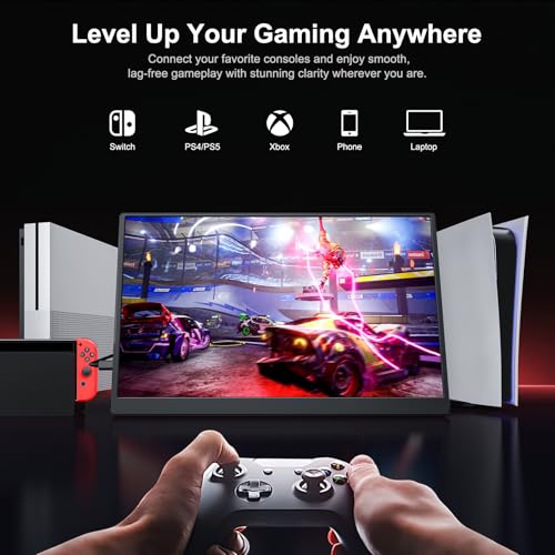 Anyuse 14" FHD 1920×1200 Portable Monitor – USB-C HDMI Ultra-Slim IPS Travel Display with Speakers, HDR Plug & Play, 400cd/m² Brightness, External Second Screen for Laptop PC Mac Phone - size: 14''