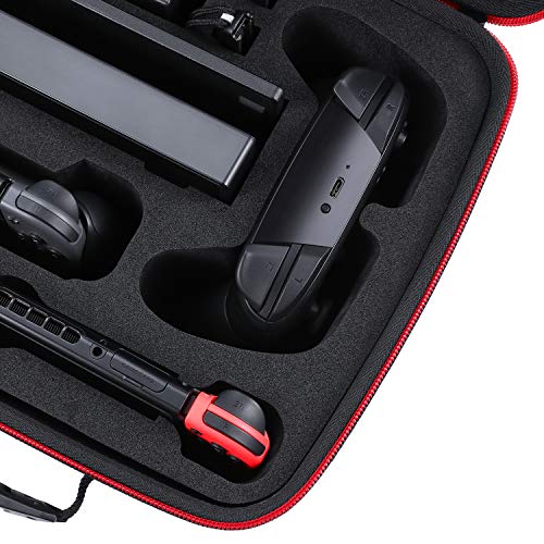 Travel Carrying Case Compatible with Nintendo Switch & Switch OLED Model | Protective Bag Holds Switch Console, 21 Games, Dock, Pro Controller, Joy-con Grip, Power Adpater, Cables, Accessories