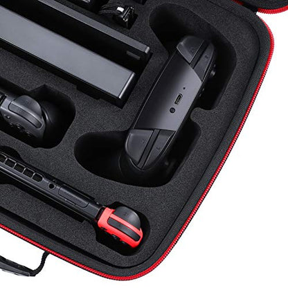 Travel Carrying Case Compatible with Nintendo Switch & Switch OLED Model | Protective Bag Holds Switch Console, 21 Games, Dock, Pro Controller, Joy-con Grip, Power Adpater, Cables, Accessories