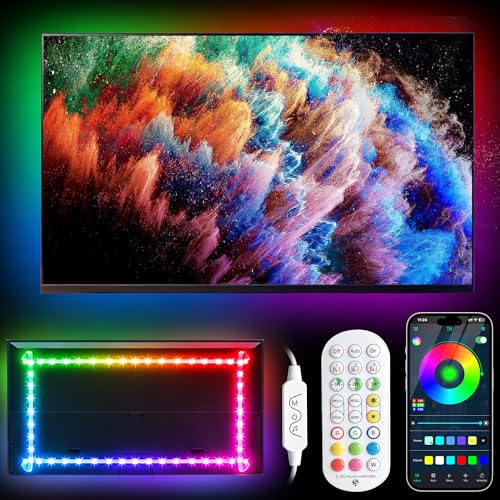 TV LED Backlight, 23ft TV LED Lights for 75-100 inch,RGB TV Backlight Behind,USB Strip Lights Behind TV, Color Changing Sync with Music, Bluetooth App Controlled Led Lights for Bedroom Home Decor - color: Dreamcolor, size: 23FT