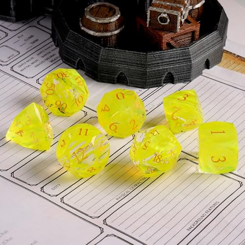Natural Gemstone Crystal Polyhedral Dice Set for Dungeons and Dragons, RPG, Tabletop Games, 7-Piece (LS-8) - color: Ls-8