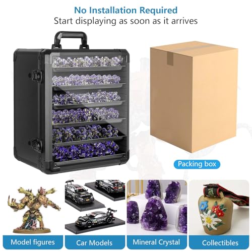 Miniature Carrying Case, Miniature Storage Case with 6 Trays, Aluminum Alloy Frame, Display and Transport Action Figure Display Case for Collectibles Miniatures, Warhammer Carrying Case - size: Large