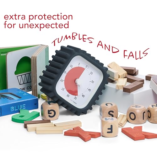 Time Timer MOD with Tire Protective Case - Charcoal Case with Visual Timer - Individual Sized 60 Minute Visual Countdown for ADHD, Autism, Kids, Students, and Pomodoro with Silent Operation (Tread)