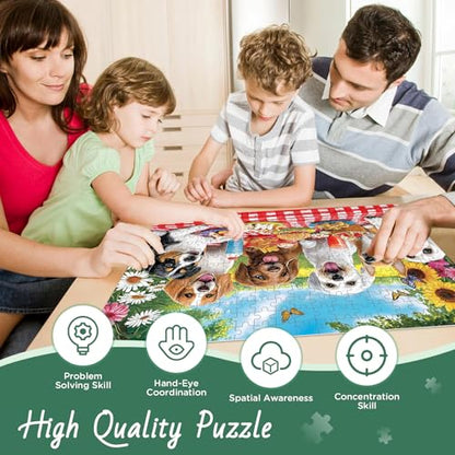300 Pieces Puzzles for Adult, Dog Jigsaw Puzzles 300 Pieces for Adults Children Seniors, Vibrant Imagery Flower Jigsaw Puzzle, Challenging Activity Game Gift for Family Friends 20.5x15 Inches - style: Dog Party