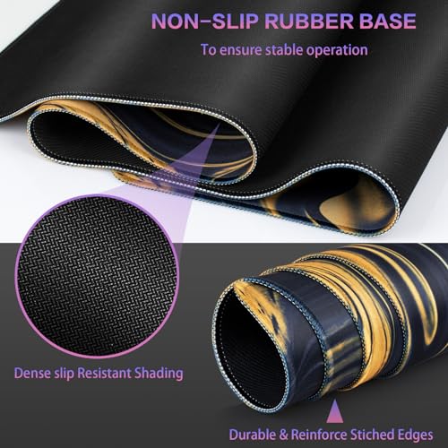Canjoy Gaming Mouse Pad, Fluid Pattern Mouse Pad 31.5x11.8inch Large Extended Computer Mouse Mat Keyboard Full Desk Mousepad for Gaming, Office, Home - color: Blue-purple Fluid, size: 800*300mm