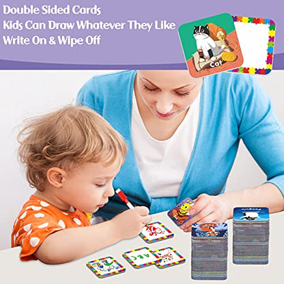 Hebayy 36 Pair Animal Matching Memory Game Flash Cards for Toddlers, Preschool, Kindergarten and Home. Erasable, Fun & Fast, Travel Friendly, Skill Building. Size 2” x 2”(5 x 5 cm) - style: Cartoon Animals 2
