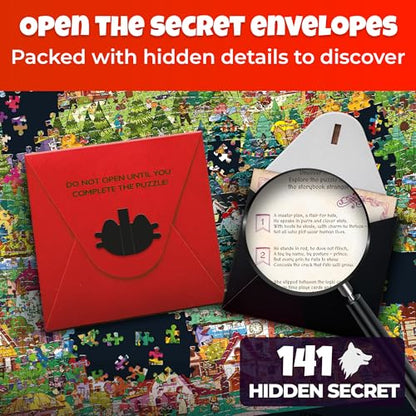 QUOKKA 1000 Piece Jigsaw Puzzle for Adults Red Riding Hood – Puzzles for Adults 1000 Pieces Premium Box Packaging - Extra Fun Hidden Secrets & Audio Story – Perfect Relaxation Creativity Gift - color: Red Hood