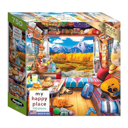 RoseArt - My Happy Place - Van Life - 750 Piece Jigsaw Puzzle for Adults - style: Van Life, The Grand Tetons
