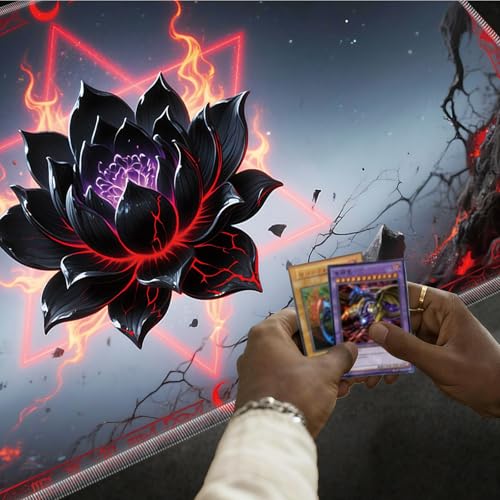 for MTG Playmat, for TCG Play Mat, 24 x 14 inches, Magic Game Card Mat Commander Playmat,Trading Card Inked Game Mat,Battle Game Rubber Non-Slip Mat - Black Lotus - color: Black Lotus