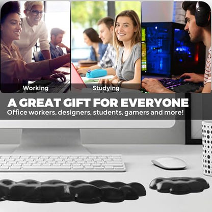 Gel Cloud Keyboard & Mouse Wrist Rest Set - Cloud Keyboard Wrist Rest Pad & Mouse Support for Office Gaming Pad Computer Laptop Ergonomic Comfortable Pain Relief- Cloud Pad Set - color: Pad Set - Black