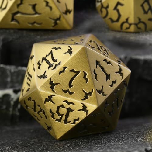ZHOORQI Metal DND Dice 7Pcs Bat Design Polyhedral Die Set(BF-Bronze) | Sharp Edge D and D Dice for Dungeons and Dragons DM RPGs Gift Gaming Collection - color: Bat-bronze