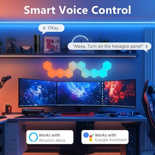 Hexagon Ld Wall Panels, 10 PCS Smart WiFi Hexagon Led Wall Lights Sync Music, Gaming Led Compatible with Alexa for Living Room, Game Room Accessories (10 PCS)