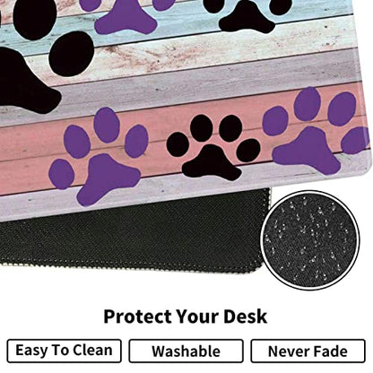 Large Gaming Mouse Pad, Keyboard Wrist Rest + Mouse Wrist Pad + Coaster Combination Set, Memory Sponge Non-Slip Base. Suitable for Office and Home, Rainbow Wood Grain Black and Purple Dog paw - color: Fok-fo1-mouse -017