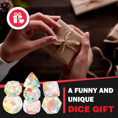 7-Piece Diamond Cut Dice Set for Dungeons and Dragons (D&D) | RPG & Tabletop Games | Premium Gift Box & Durable Design - color: Zs-a