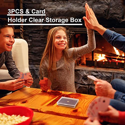 Jetec 3 Pcs Playing Card Case Blank Playing Card Box Holder Game Organizers and Storage Containers Deck, Snaps Closed for Travel and Restaurant