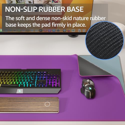 KTRIO Large Gaming Mouse Pad, Desk Mat, 31.5 x 15.7 in, Violet Purple, XXL | Smooth Micro-Weave Surface, Artistic Pattern Design, Non-Slip Rubber Base, Durable Stitched Edges, Office & Home Use - color: Violet Purple, size: 31.5l X 15.7w Inches