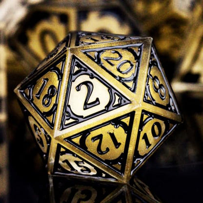 DND Resin dice Color Sharp Edge dice Set Dungeon Polyhedron D and D dice Set Suitable for D&D Role-Playing Tabletop Games D20 D12 D10 D8 D6 D4 (Golden) - color: Golden