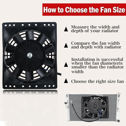 6 Inch Small Slim Push Pull Electric Cooling Fan 650CFM Radiator Oil Cooler Mount Kit Black 2Pcs