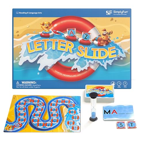 SimplyFun Letter Slide - Enhance Vocabulary and Language Skills with This Educational Game, Focused on Spelling, Consonants & Vowels, Fun for 2-4 Players, Ages 7 & Up - style: Letter Slide