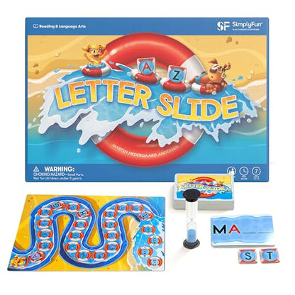 SimplyFun Letter Slide - Enhance Vocabulary and Language Skills with This Educational Game, Focused on Spelling, Consonants & Vowels, Fun for 2-4 Players, Ages 7 & Up - style: Letter Slide
