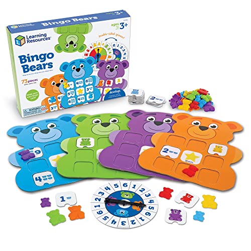 Learning Resources Bingo Bears - Custom Bingo Game for Kids, Matching Games for Toddlers 3-5, Toddler Board Games, Practice Counting and Color Recognition, Preschool and Kindergarten Classroom Toys