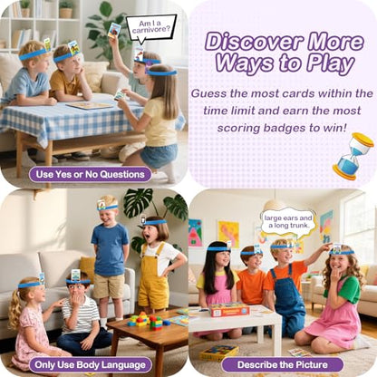 Headbands Game for Kids – Guessing Board Game to Boost Vocabulary, Critical Thinking, and Social Skills – Quick Question Family Game Night for 2–4 Players – Travel-Friendly Fun (Mixed Theme) - style: DIY Mixed