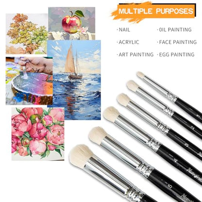 6 Pcs Dry Brush Set for Miniature Painting, Acrlics,Oils, Watercolors,by Birch Wood Circular Grip, Nylon Bristles - color: 6pcs Black Circular Brush Head Paintbrushes