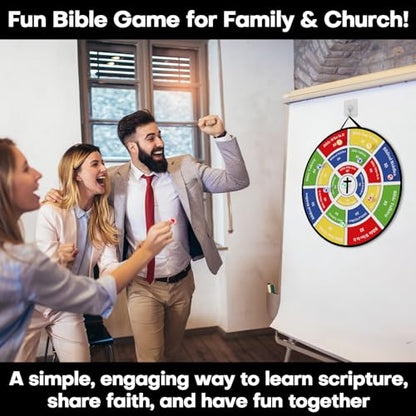 gisgfim 29" Large Faith Darts Bible Interactive Game 66 Trivia Cards with 264 Questions & 24 Sticky Balls, Christian Supplies for Church, Disciples, Sunday, Birthday Gift, Family
