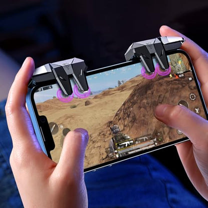 EasEasy PUBG Game Controller Trigger, Mobile Phone Controller Compatible for PUBG/Rules of Survival/Knives Out, 6 Fingers Trigger with Sensitive Aim and Shoot Smartphone Gamepad for iPhone & Android - color: Black