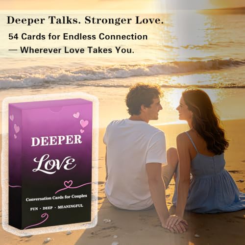 Couples Conversation Cards - 54 Questions to Deepen Connection | 3 Levels of Relationship Conversations from Fun to Vulnerable, Date Night Game, Romantic Gift for Couples - color: Couple Card