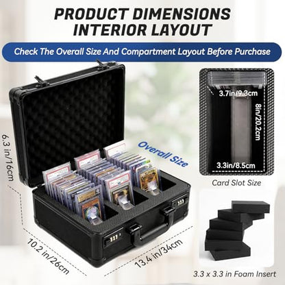 3-Row Graded Card Storage Box with Coded Lock | Spring-Loaded Pushers | Removable EVA Boards | For PSA BGS SGC CGC Slabs - size: 3 Raw