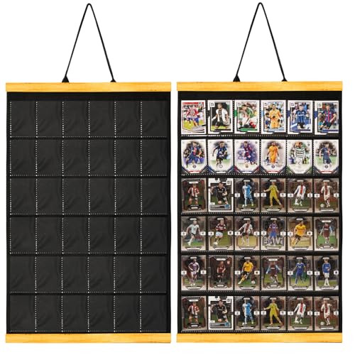 36 Cards Display Case - 35PT Graded Sports Card Frame - with PVC Protection & Clear View for Baseball Football Basketball Trading Card Wall Display, Natural - color: Natural