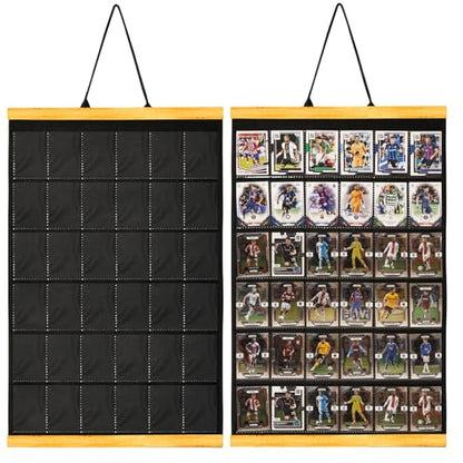 36 Cards Display Case - 35PT Graded Sports Card Frame - with PVC Protection & Clear View for Baseball Football Basketball Trading Card Wall Display, Natural - color: Natural