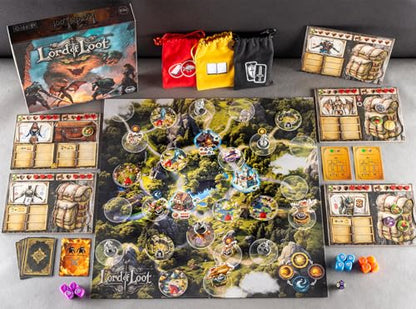 Lord of Loot Deluxe Cooperative Fantasy Board Game | Includes 5 hand-painted miniatures, dice tower, 2 extra bosses and frosted dice; 60-90 minute play, ages 14+.