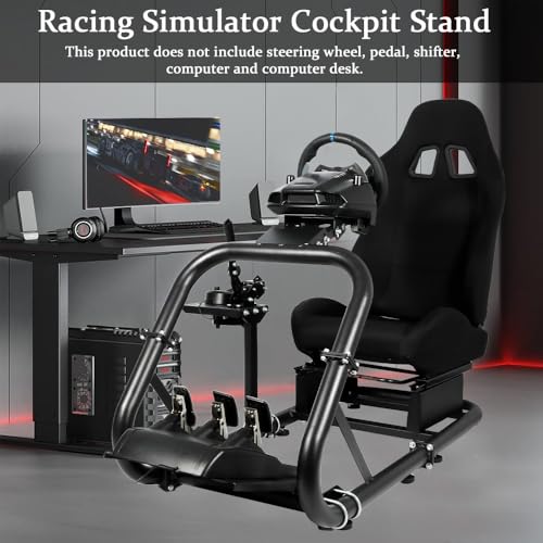 Marada Racing Simulator Cockpit with Comfort Seat Fit for Logitech G25 G27 G29 G920 G923, for Thrustmaster T300, for Fanatec,Adjustable Sim Gaming Stand,No Wheel Pedal Shifter