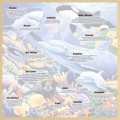 Masterpieces 48 Piece Fun Facts Jigsaw Puzzle for Kids - Undersea Friends Wood Puzzle - 12"x12" - style: Undersea Friends