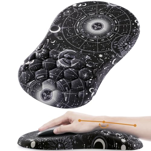 Ergonomic Mouse Pad Wrist Rest, 15° Memory Foam, Non-Slip PU Base | Mouse Pad15° Ergonomic Tilt, 100% Memory Foam, Smooth Lycra Surface, for Office & Gaming, Pain Relief Wrist Support Sun Moon - color: Sun Moon