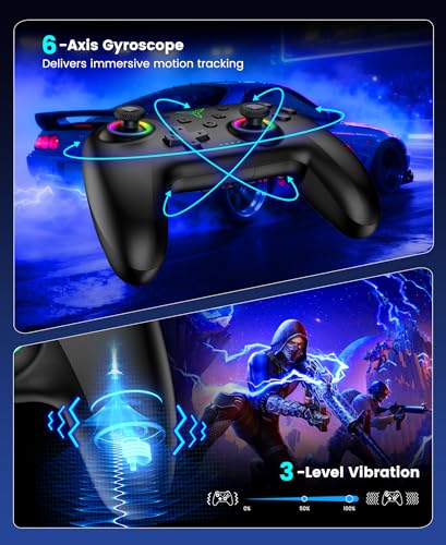 Spican Switch 2 Controller for Nintendo Switch 2/Switch/OLED/Lite, Wireless Switch Controller with Charging Dock, RGB Switch Pro Controller with Hall Effect, Macro, Turbo and Vibration, Black - color: Black