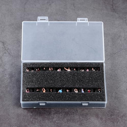 Fremego Miniature Figure Storage Case,Transparent Figurine Storage Box Display Case Plastic Carrying Case for 1/64 1/87 Scale Figurines with Foam Insert (1)