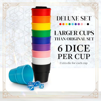 Dice Up! Deluxe, 60 x 16 mm Die Game Set, Liar’s Dice, Poker, Mexico, Farkle, Colorful, Durable, Sustainable, Party Game, Gift Idea, Travel Game, 10 Player - color: Deluxe