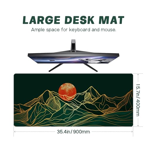 Baziabbo Desk Mat,XXL Extended Large Mouse Pad,Gaming Mousepad with Stitched Edge,Non-Slip Rubber Base Keyboard Desk Pad for Home Office Study Game (Mountains) - color: Mountains