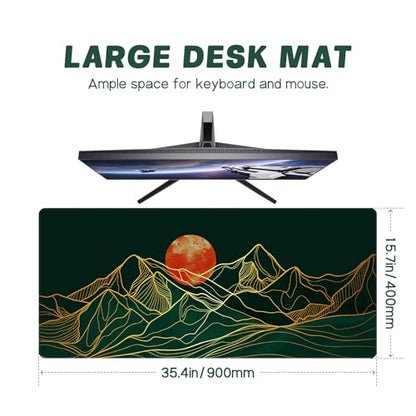 Baziabbo Desk Mat,XXL Extended Large Mouse Pad,Gaming Mousepad with Stitched Edge,Non-Slip Rubber Base Keyboard Desk Pad for Home Office Study Game (Mountains) - color: Mountains