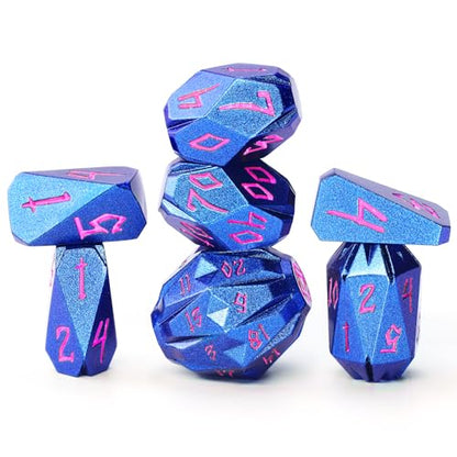 FONVGOGO Metal DND Dice Set for Dungeons and Dragon Gift RPG DND Campaign | Unique Cool Stonehenge Design,Polyhedral D and D Dice for DND Lovers Tabletop Role Playing Games TTRPG, Blue Pink - color: S Blue Pink
