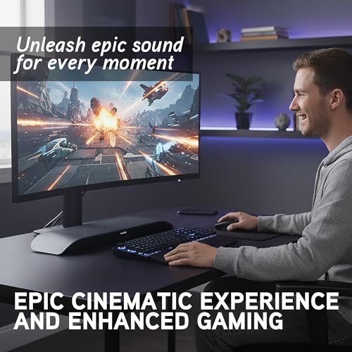 BlueAnt Soundblade Under-Monitor Soundbar, 120W 2.1 Channel Desktop Speaker with USB-C & Bluetooth 5.3 for PC, Mac, Gaming, Music and Streaming, Charcoal