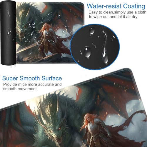 JVGFYNKL MTG Playmat + Drawstring Travel Pouch + 6 Dice Counter, for Tabletop Trading Card Game Playmats or Large Mouse Pad, Anti-Slip Rubber 24 x 14 in, Dragon's Sin of Wrath TCG Playmat - color: JV-Playmat-1-F-152