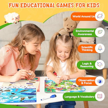 JoyCat Seek & Find Game Book - Animal Preschool Learning Activity | for Toddlers & Kids, Travel Activities Toys for Road Trip, Christmas Toys, Educational Gifts for Boys Girls Ages 3-5 - style: 4. Seek & Find Animals