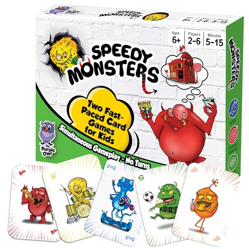 Speedy Monsters-Card Games for Kids Ages 4-8, Fast-Paced and Easy to Learn | Fun, Colorful Monster Match Game. No Reading Required. No Turns, Everyone Plays at Once. For 2-6 Players, Ages 6&Up - style: Speedy Monsters
