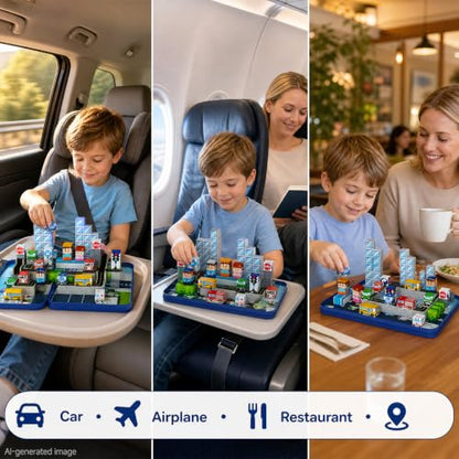 Strong Magnetic Travel Blocks：Great for on-the-go Play Ages 3-8 | Ideal Travel Play for Car Backseats & Airplane Tray Tables-City Traffic Magnetic Blocks Set for Kids - style: City Traffic 100