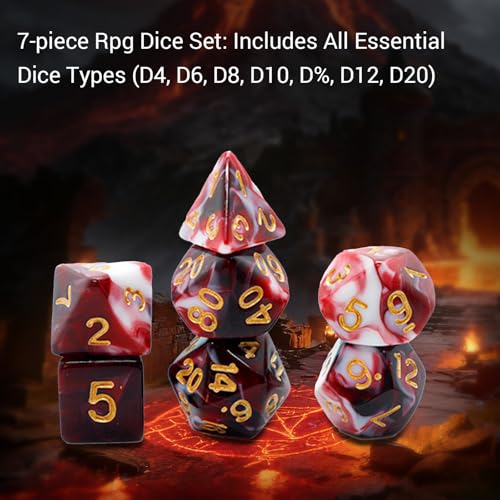 Mystery DND Dice Set, 7pcs Polyhedral Dice Over 100 Dice Styles with Random Dice Conjuration Circle RPG DND Miniature Accessories for Dungeons and Dragons,RPG, MTG,Role Playing Table Game - style: Magic Circle Dice Set
