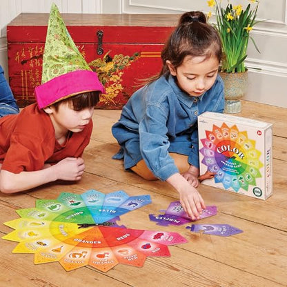 eeBoo: Color Puzzle Spinner Game - 24 Color Puzzle Pieces, Learn Color Families, Educational Cooperative Childrens Game, Kids Ages 3+, 1-3 Players - style: Color Puzzle